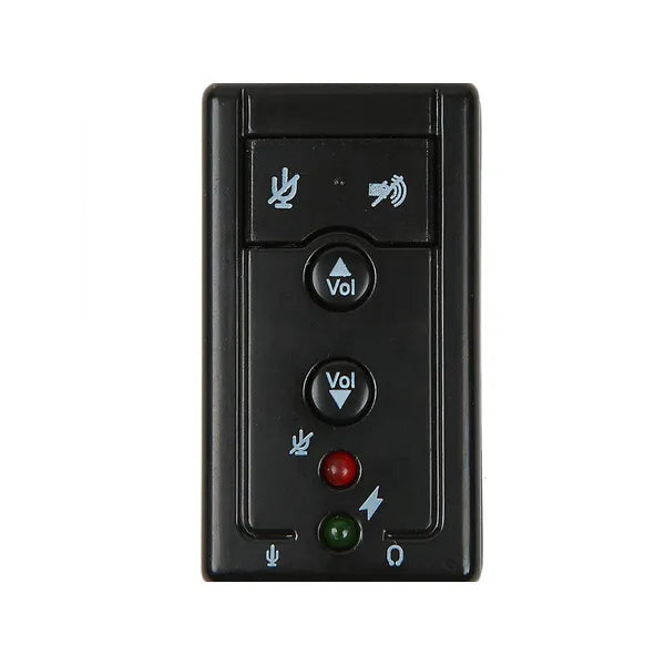 USB külső hangkártya 7.1, 3,5 mm fejhallgató/mikrofon jack, fekete