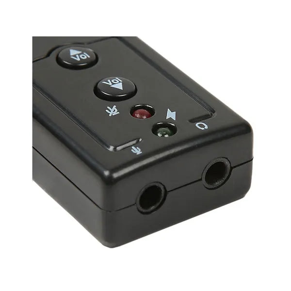 USB külső hangkártya 7.1, 3,5 mm fejhallgató/mikrofon jack, fekete