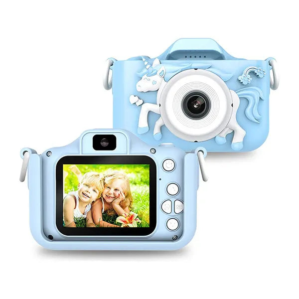 Digitális gyerek fényképező, unicornis kék, FHD videó, 2” kijelző, játékok