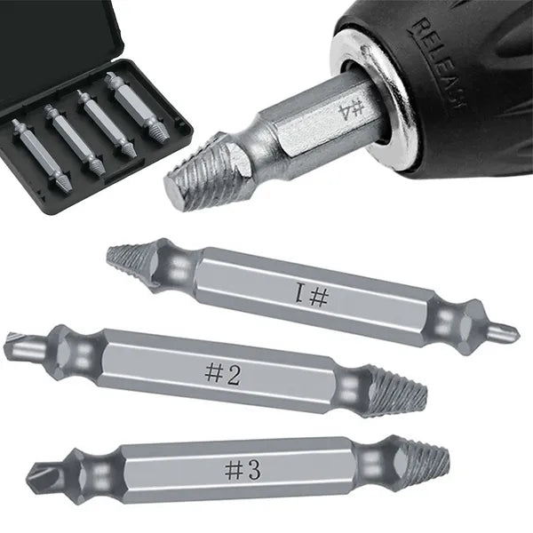 Törött csavar kihajtó készlet 4 db, 2–12 mm, HSS, 1/4″ hex