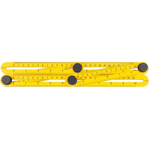 Sárga többfunkciós sablonzó mérőrúd, 4 kar, 25/12 cm skálával