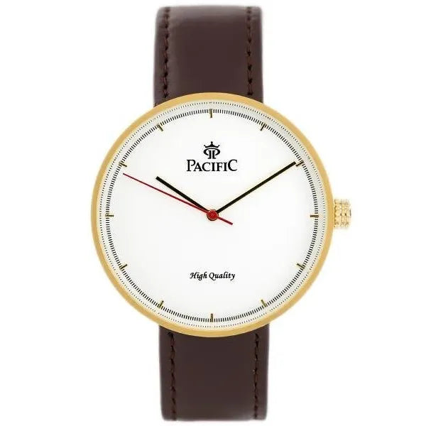Pacific Agnus női kvarc karóra, barna bőrszíj, 43 mm, WR30