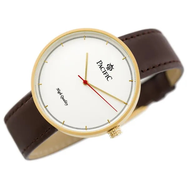 Pacific Agnus női kvarc karóra, barna bőrszíj, 43 mm, WR30