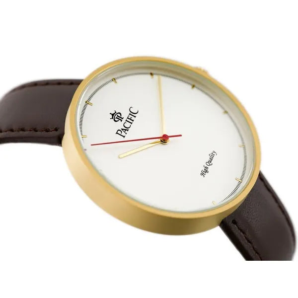 Pacific Agnus női kvarc karóra, barna bőrszíj, 43 mm, WR30