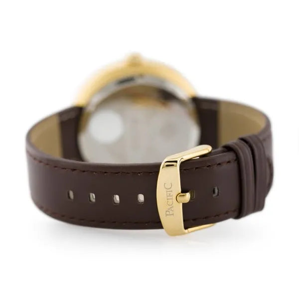 Pacific Agnus női kvarc karóra, barna bőrszíj, 43 mm, WR30