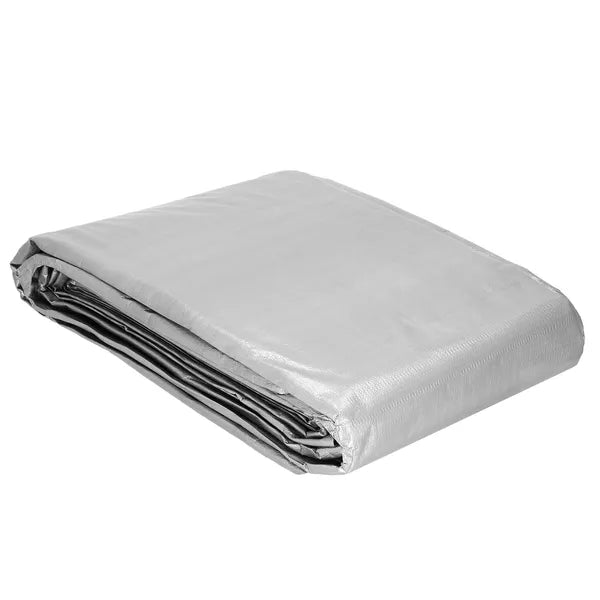 Vízálló, UV-álló takaróponyva 4×5 m, 210 g/m², szürke-barna alumínium ringlikkel