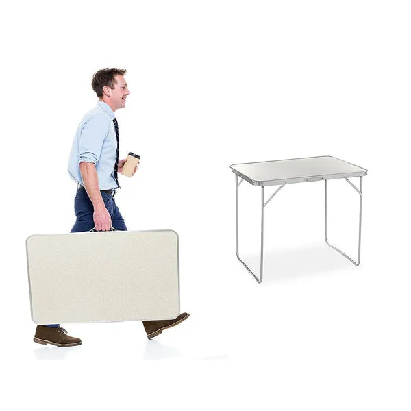 Összecsukható alumínium kempingasztal 80×60 cm, bőrönd formára