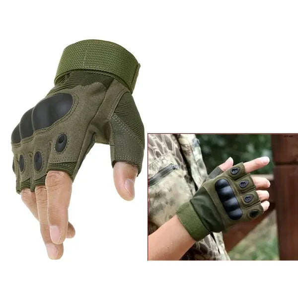 Ujjatlan taktikai kesztyű csúszásmentes tenyérrel, zöld/khaki XL