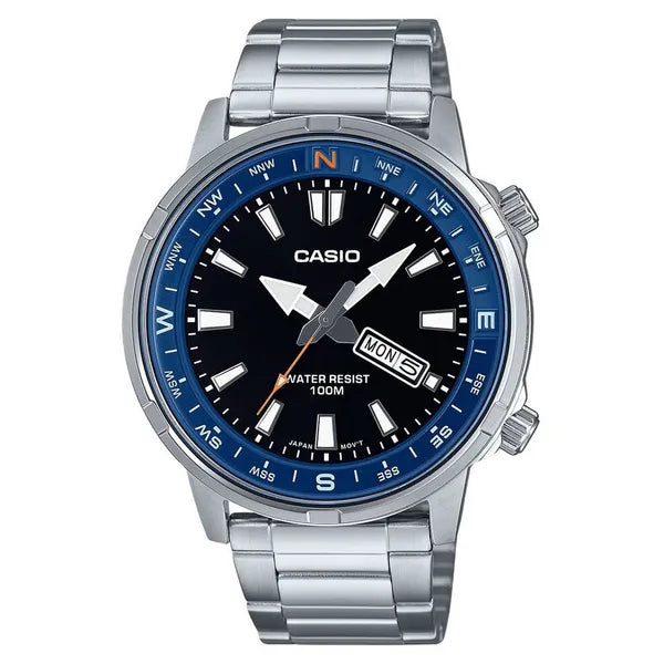 Casio férfi karóra MTD-130D-1A2, rozsdamentes acél, WR100, fekete számlap