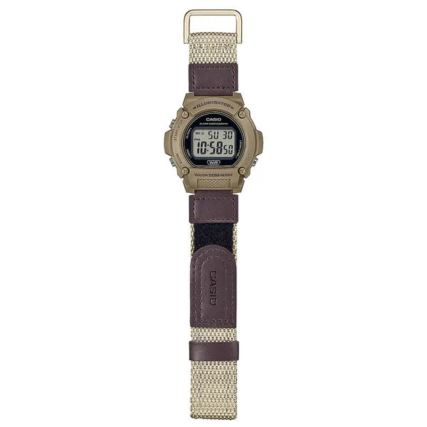 Casio W-219HB-5A férfi digitális karóra, barna szíj, WR50