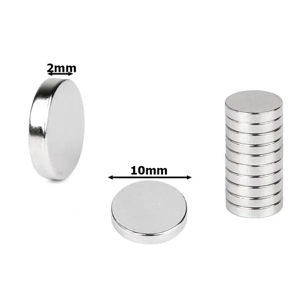 Neodímium mágnes készlet, 10 db, 10 mm × 2 mm, extra erős