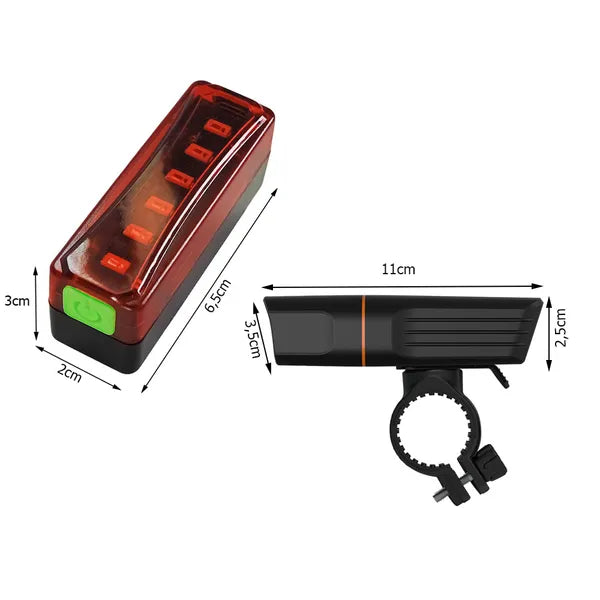 USB-tölthető LED kerékpár lámpaszett első-hátsó, powerbank funkcióval