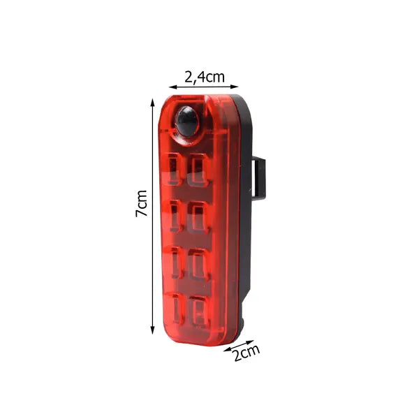 LED USB tölthető hátsó kerékpárlámpa, 5 üzemmód, vízálló, CE, piros