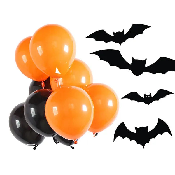 Halloween lufikészlet fekete-narancs színben, 20 db, 40 cm