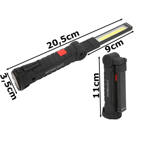 5 az 1-ben mágneses szerelőlámpa, COB LED, USB-s tölthető, kihajtható kar