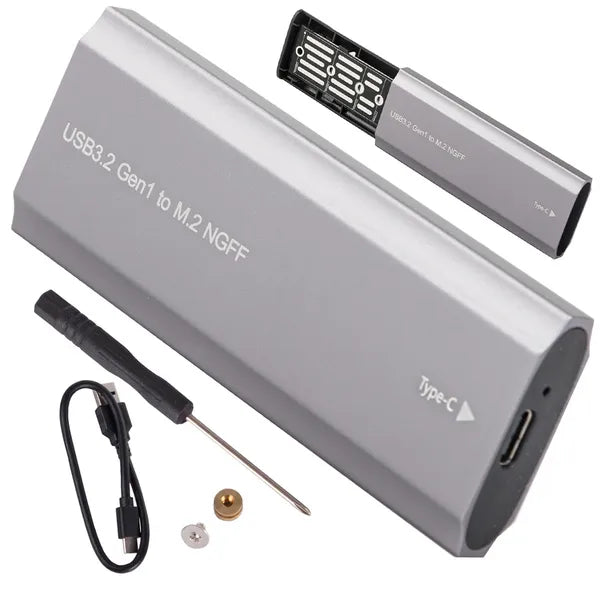 M.2 SATA NGFF SSD ház USB 3.1 Type-C, 2230-2280 mm, ezüst
