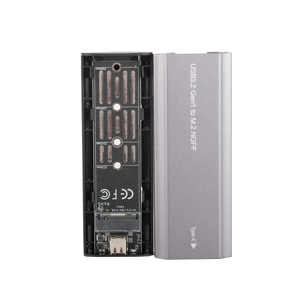 M.2 SATA NGFF SSD ház USB 3.1 Type-C, 2230-2280 mm, ezüst