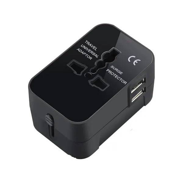 Univerzális hálózati adapter UK/USA/EU/AUS aljzathoz, 2× USB porttal