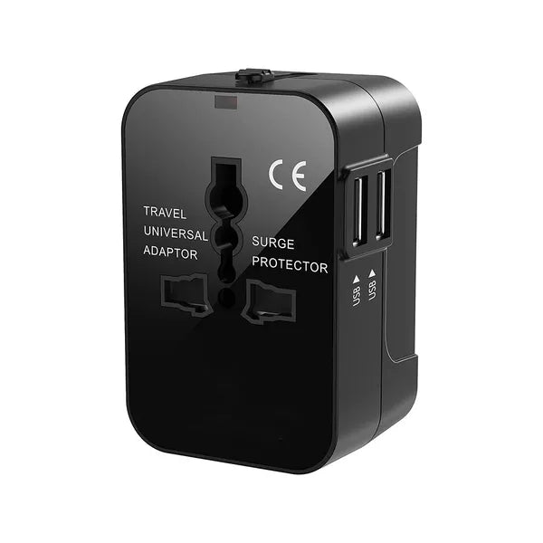 Univerzális hálózati adapter UK/USA/EU/AUS aljzathoz, 2× USB porttal