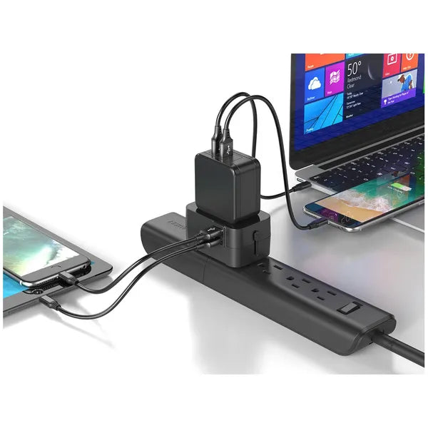 Univerzális hálózati adapter UK/USA/EU/AUS aljzathoz, 2× USB porttal