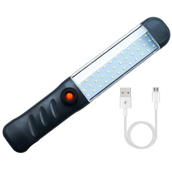 Műhelylámpa 48 COB LED-del, USB-s tölthető akkuval, mágneses kampóval
