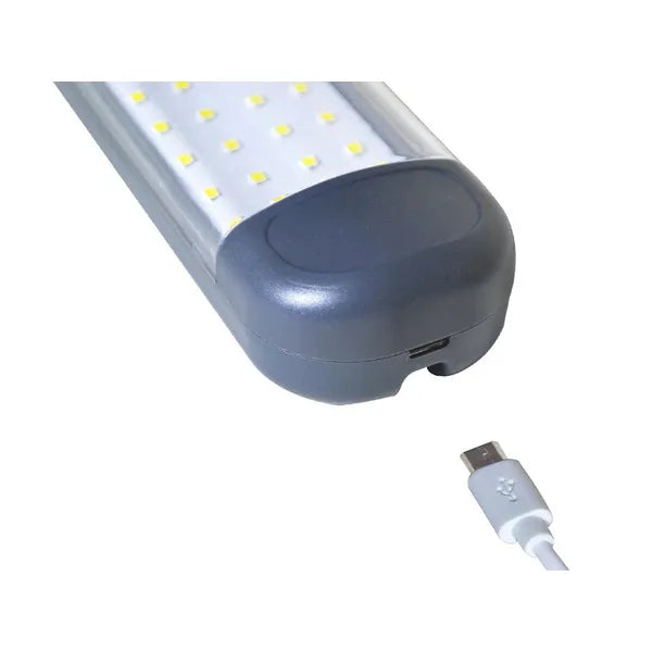 Műhelylámpa 48 COB LED-del, USB-s tölthető akkuval, mágneses kampóval
