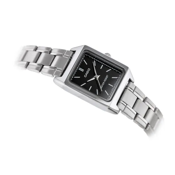 Casio LTP-V007D-1E női karóra, rozsdamentes acél szíj, fekete számlap