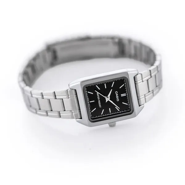 Casio LTP-V007D-1E női karóra, rozsdamentes acél szíj, fekete számlap
