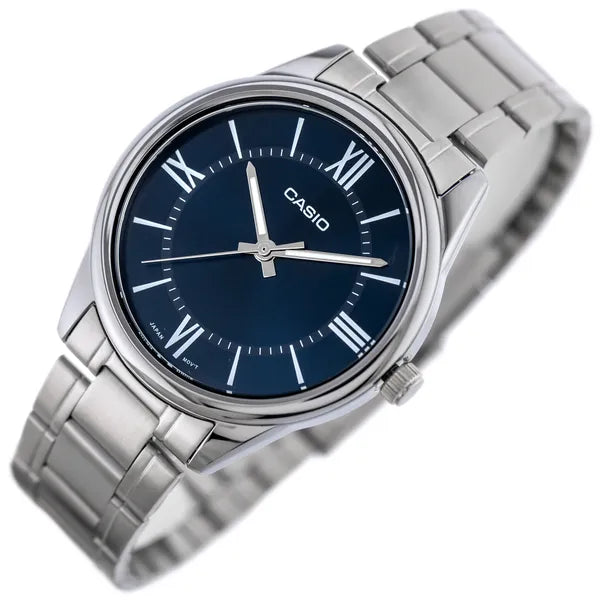 Casio MTP-V005D-2B5 férfi karóra, rozsdamentes acél szíj, kék számlap, WR30