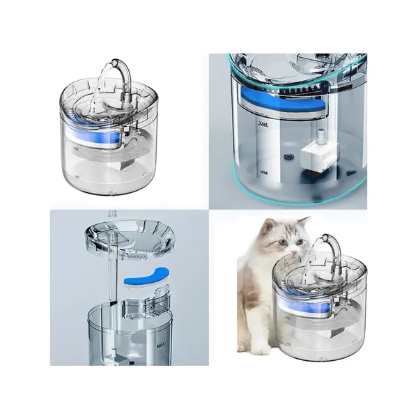 Automata itató macskáknak és kutyáknak, 1,8 l, átlátszó, USB, szűrős
