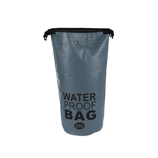 Vízálló szárazzsák hátizsák, 20 l, szürke nylon, ragasztott varrás