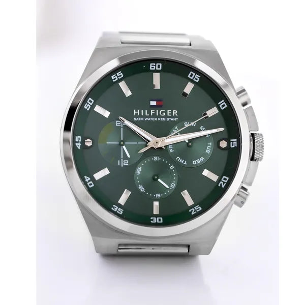 Tommy Hilfiger Dexter férfi karóra, zöld számlap, acél szíj, 46 mm, WR50