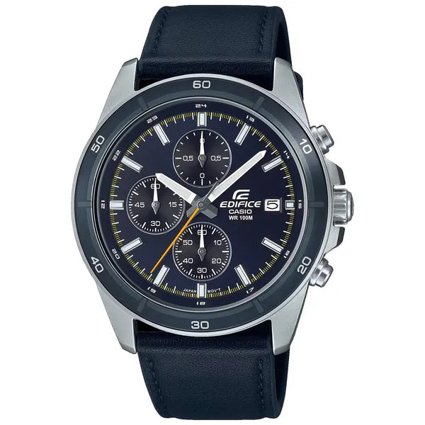 Casio Edifice EFR-526L-2CVUEF férfi kronográf, fekete bőrszíj, kék számlap