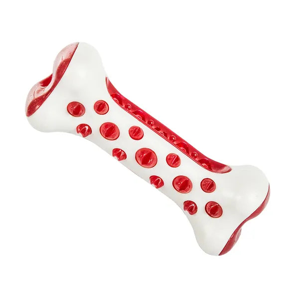 Fogtisztító kutyarágó játék, jutalomfalat-tartó, 15 cm, piros