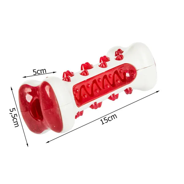Fogtisztító kutyarágó játék, jutalomfalat-tartó, 15 cm, piros