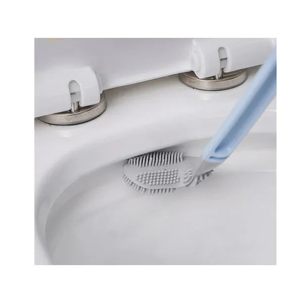 Szilikon WC-kefe öntapadó fali tartóval, kék, 40 cm
