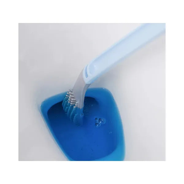 Szilikon WC-kefe öntapadó fali tartóval, kék, 40 cm