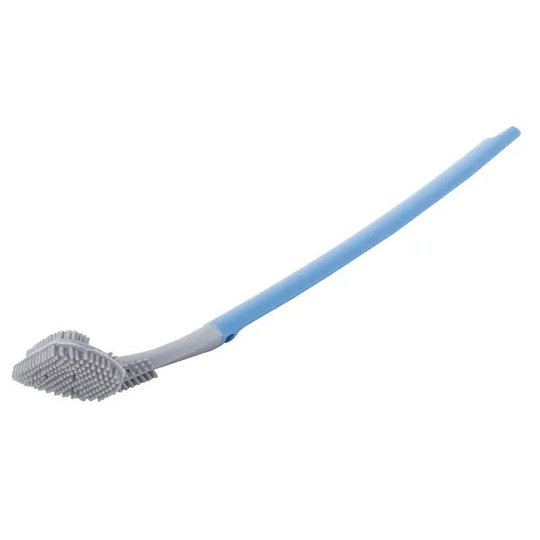Szilikon WC-kefe öntapadó fali tartóval, kék, 40 cm