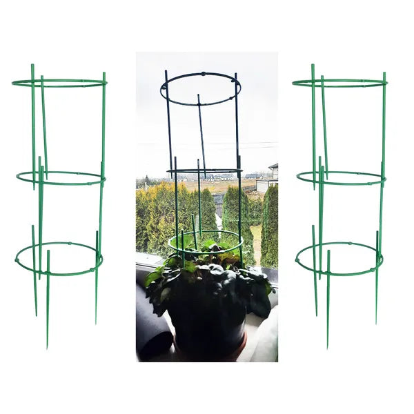 Cserepes növény támasz 3 zöld gyűrűvel, 19 cm Ø, 63 cm