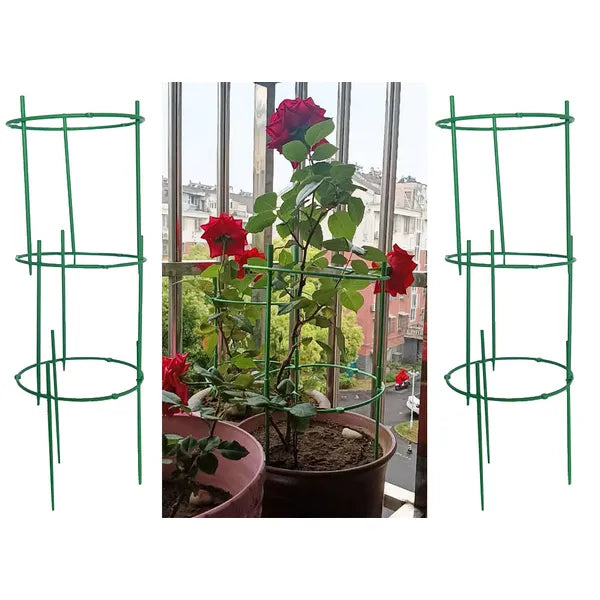Cserepes növény támasz 3 zöld gyűrűvel, 19 cm Ø, 63 cm