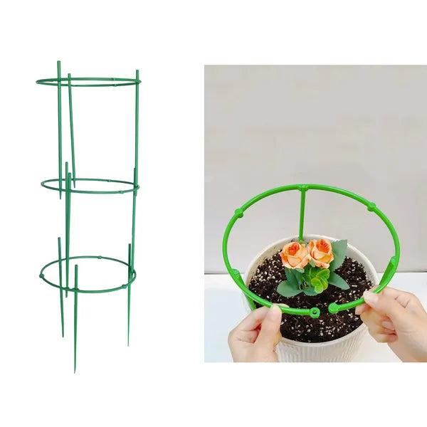 Cserepes növény támasz 3 zöld gyűrűvel, 19 cm Ø, 63 cm