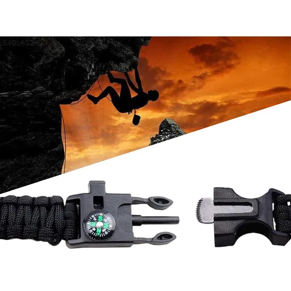 5 az 1-ben túlélő paracord (3 m) karkötő iránytűvel, tűzgyújtóval, pengével