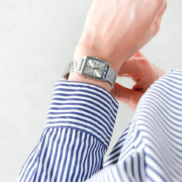 Casio LTP-V007D-7E női karóra, ezüst acél szíj, téglalap tok, WR50