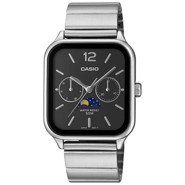 Casio MTP-M305D-1A férfi karóra rozsdamentes acél szíjjal, WR50, fekete számlap