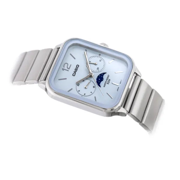 Casio MTP-M305D-2A férfi karóra, acél szíj, kék számlap, WR50