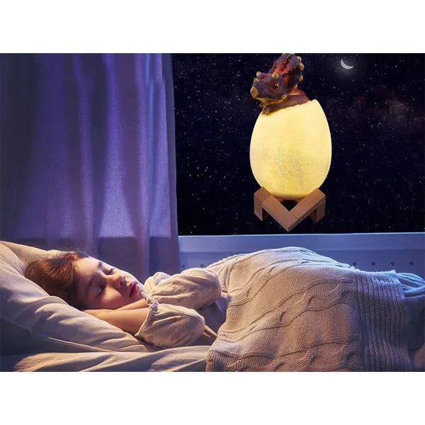 RGB LED dinoszaurusz tojás éjjeli lámpa – triceratops dekor, gyerek szoba