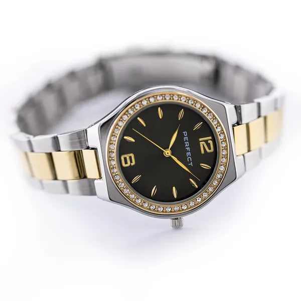 Perfect S390-06 női karóra, zöld számlap, arany/ezüst fém szíj, 34 mm