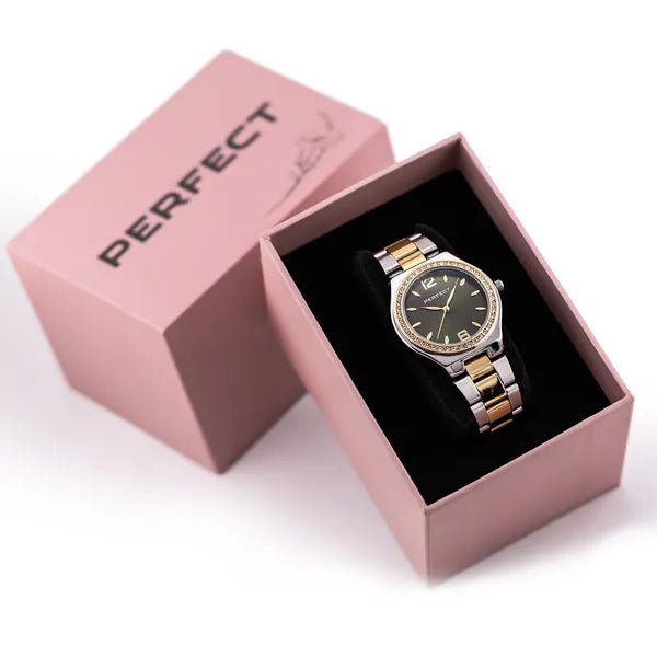 Perfect S390-06 női karóra, zöld számlap, arany/ezüst fém szíj, 34 mm