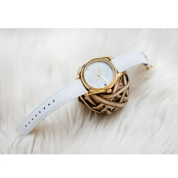 Tommy Hilfiger Monica 38 mm női karóra, quartz, bőr szíj, arany tok
