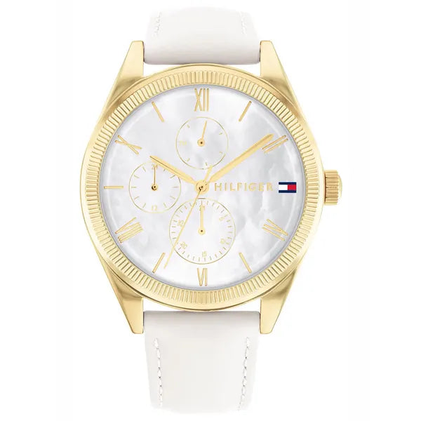 Tommy Hilfiger Monica 38 mm női karóra, quartz, bőr szíj, arany tok